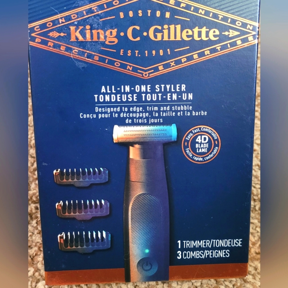 King C Gillette Men's All-In-One Styler Cordless Electric Stubble Trimmer